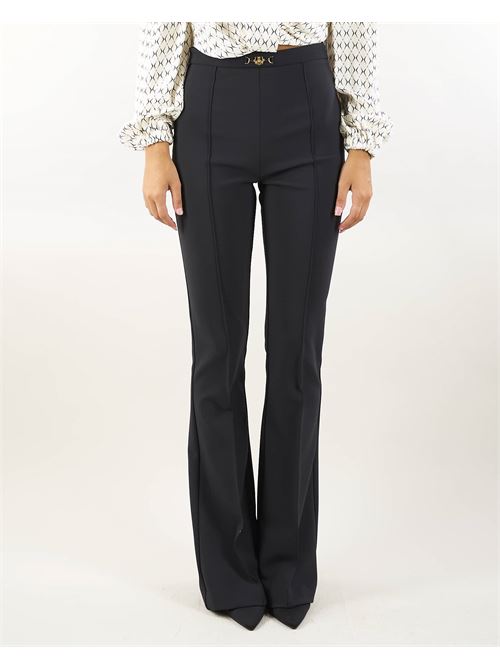 Palazzo trousers in stretch crepe with clamp Elisabetta Franchi ELISABETTA FRANCHI | Pants | PA02246E2110